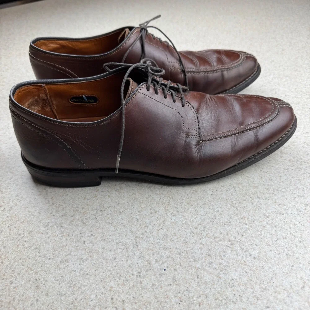 Allen Edmonds Clark Street Derby Mens 9.5 D Brown Leather Split Toe USA Dainite